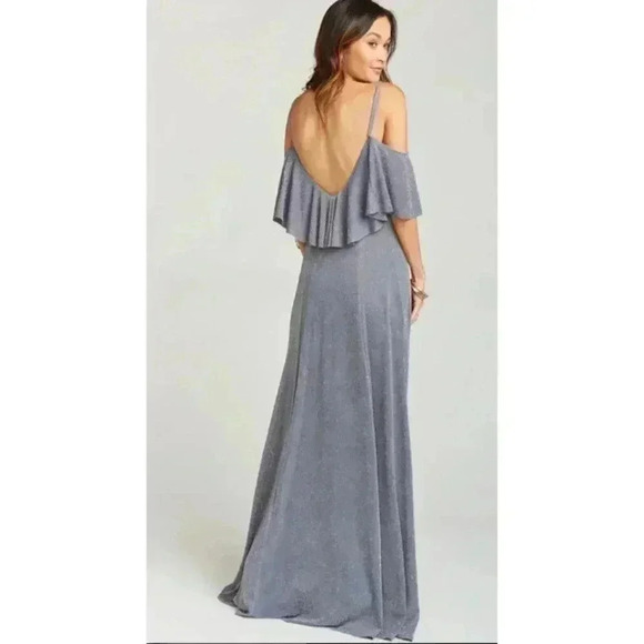 SHOW ME YOUR MUMU Renee Ruffle Maxi Dress ~ Dancing Queen Shine Smoke - Small - Picture 1 of 6